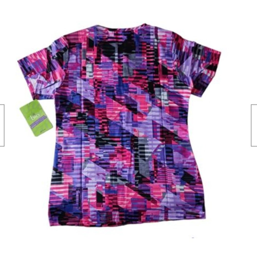White Swan Bio Womens Scrub top Size XS Digital Static 5441 - Picture 2 of 6